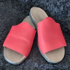 Naot Red Slide Sandals with Soft Suede Footbed